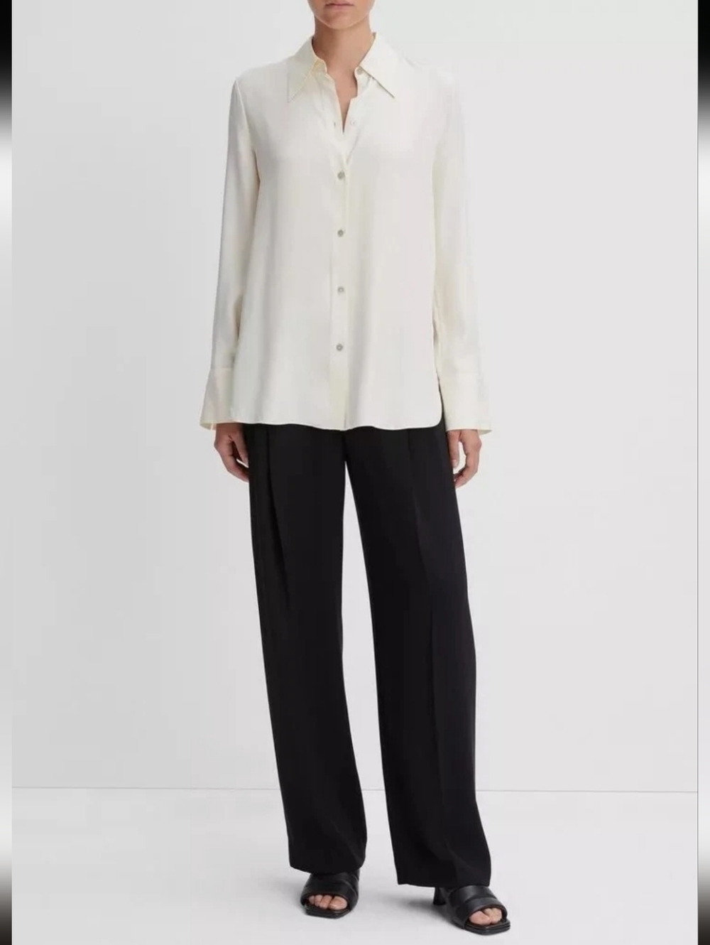 Vince Women's Silk Blend Button Down Shirt NWT Size XL Quiet Luxury Minimalist